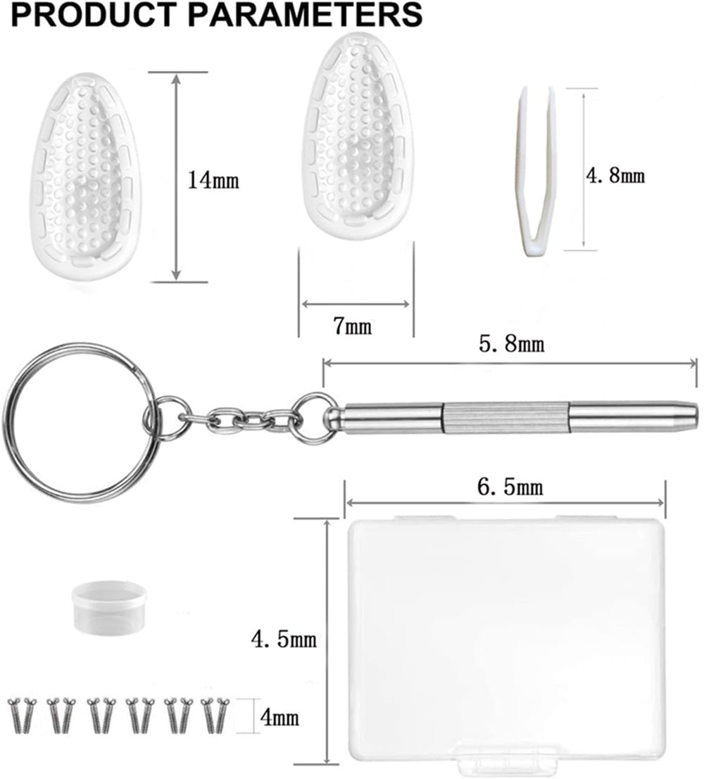 Screw-in air chamber nose pads with screws and hardware