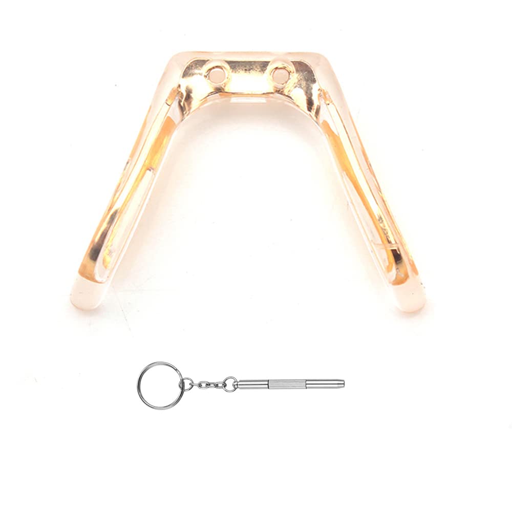 Gold saddle-bridge eyeglasses nose pad close-up