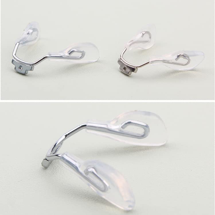 Close-up of eyeglasses nose pad area with replacement pads