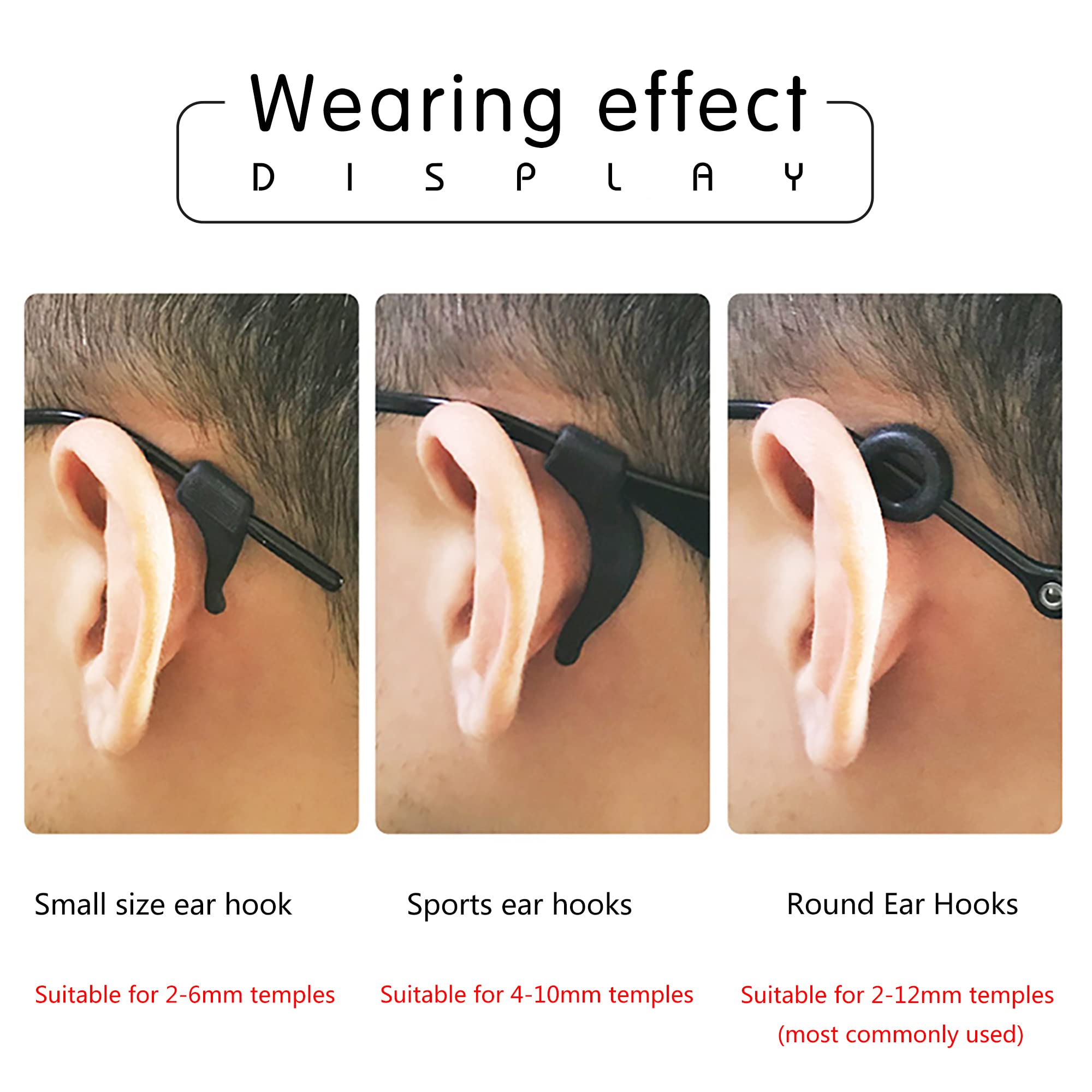 Fits most glasses: sunglasses and reading glasses with silicone ear grips