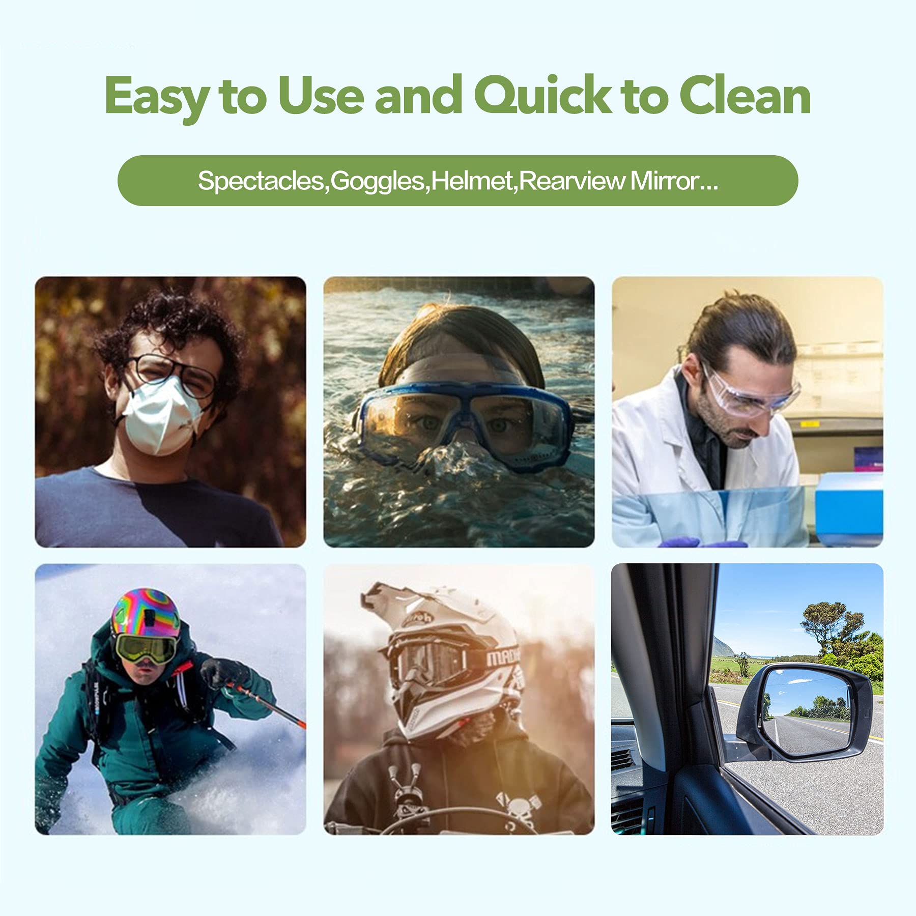 Wipes for eyeglasses, sunglasses, goggles, and camera lenses