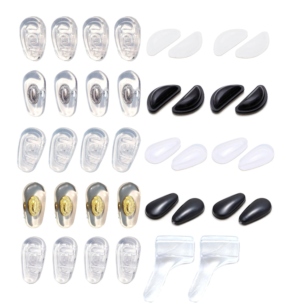 Front view of EYEGLASSTOR 18-pair non-slip nose pads