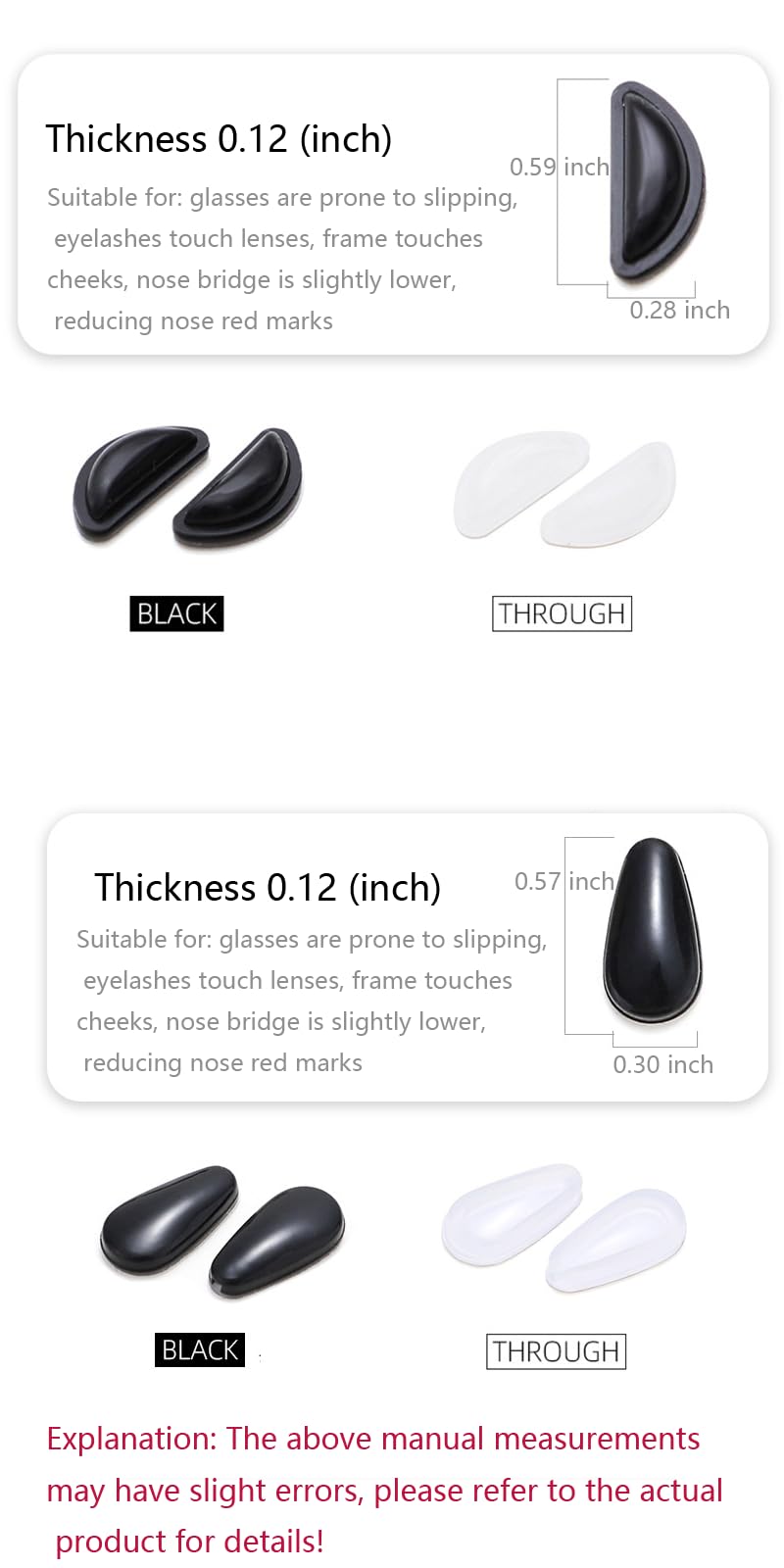 Adhesive nose pads in the kit