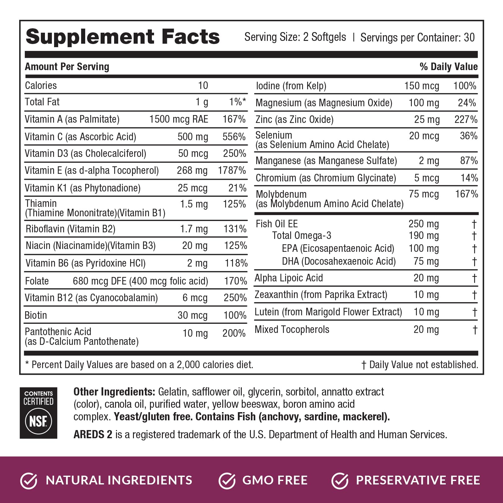 Two softgels daily serving with a meal