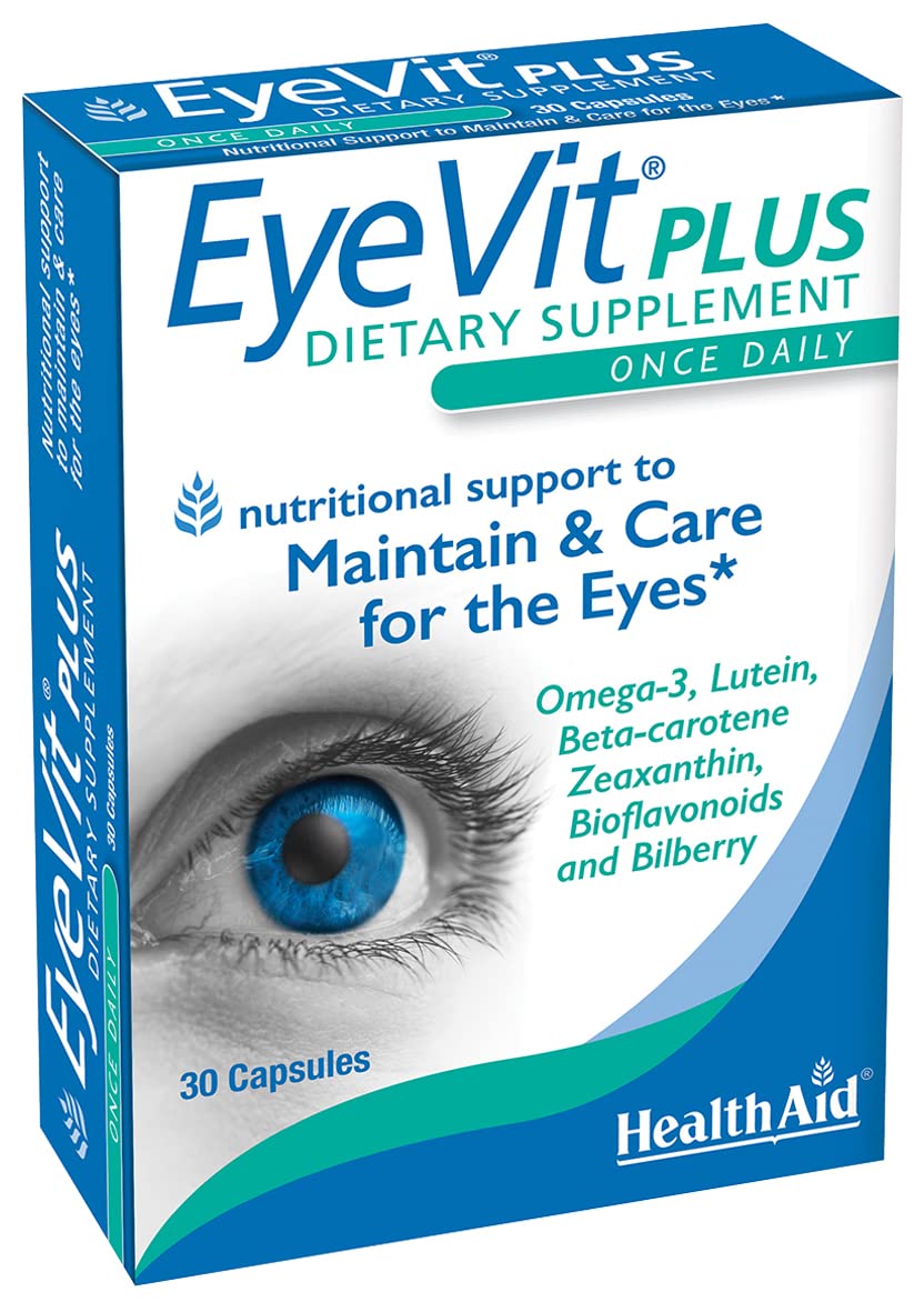 EyeVit Plus bottle displaying label and capsules