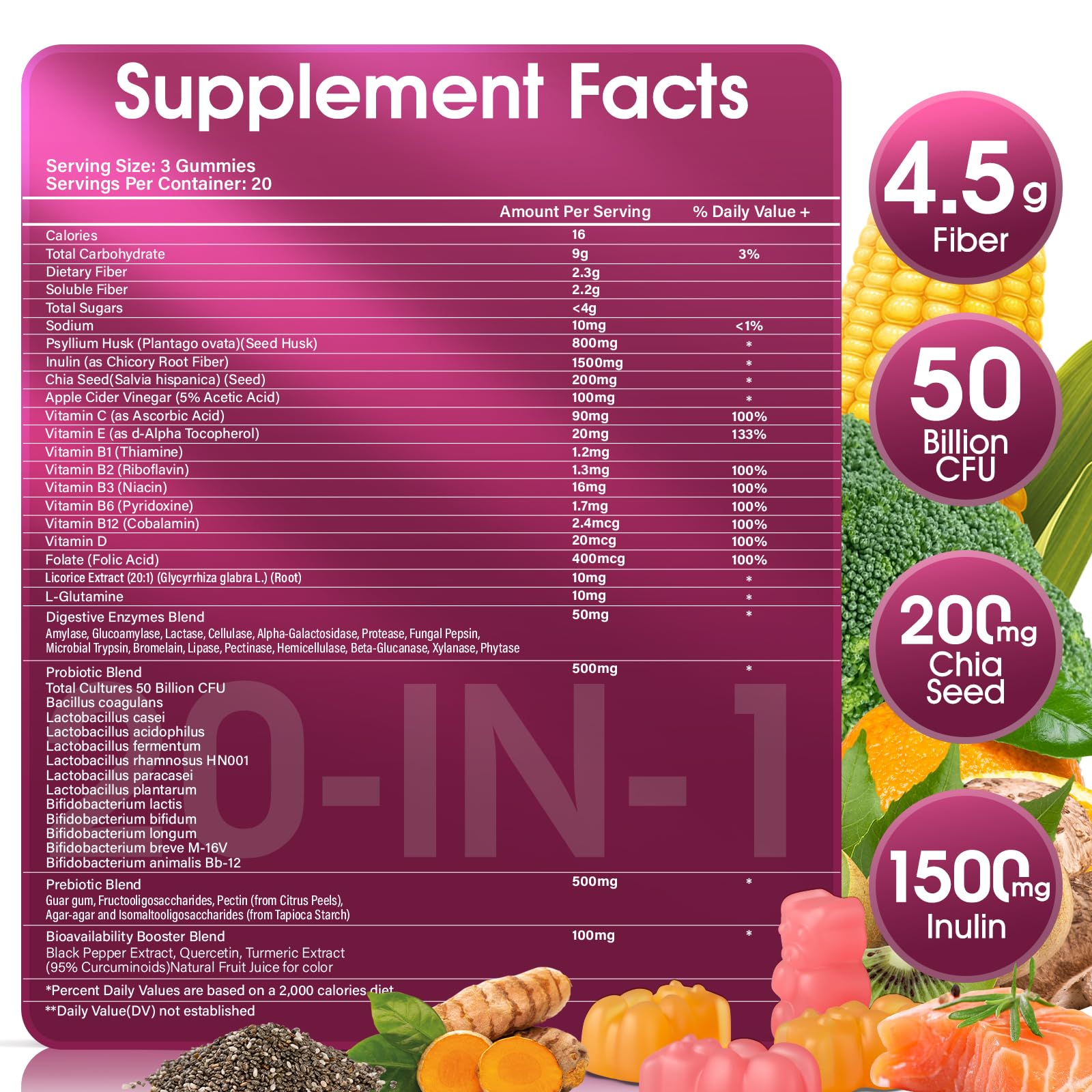 Apple cider vinegar and licorice root as gut support ingredients