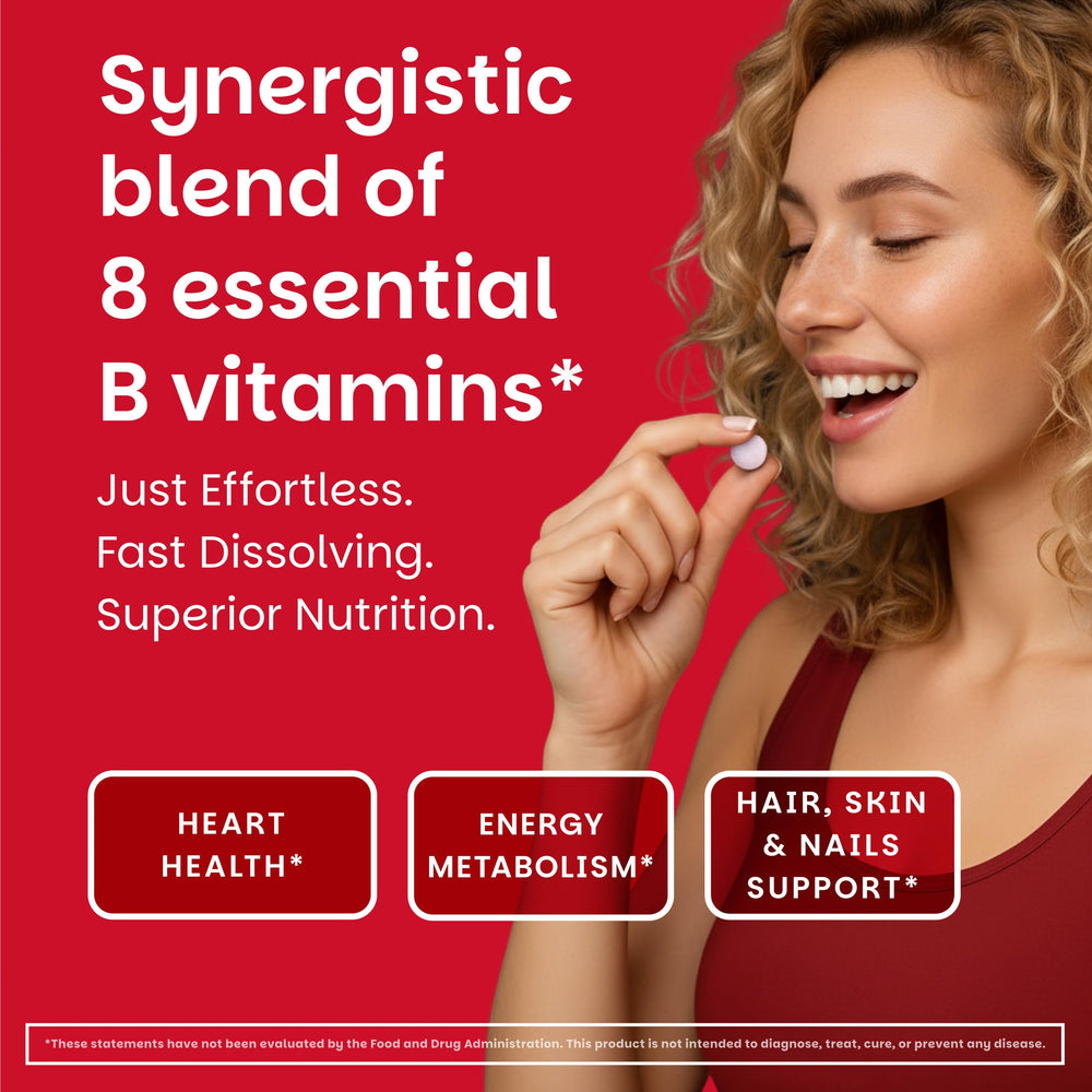 Strawberry flavored EZ Melts B-Complex tablets