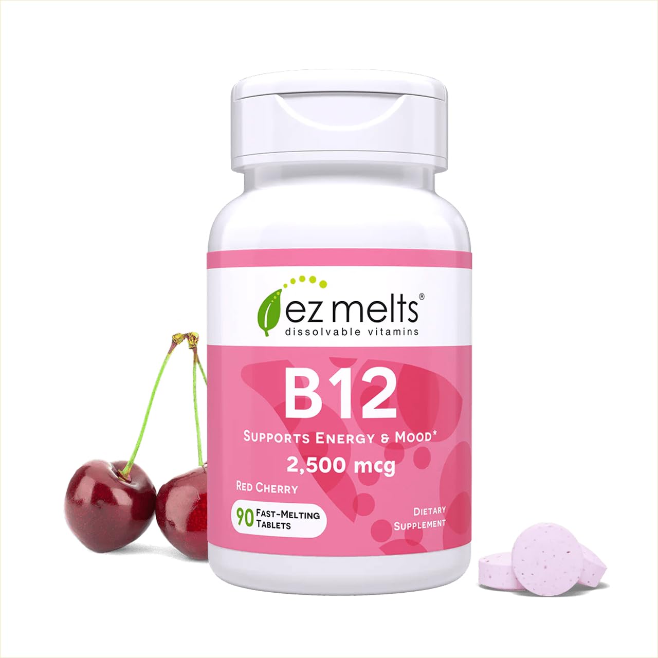 Front view of EZ Melts B12 2,500 mcg bottle - 1 pack