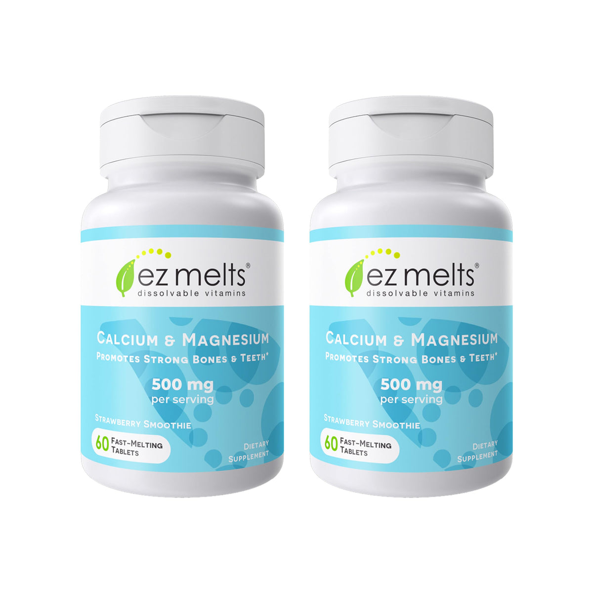 EZ Melts calcium magnesium vitamin D3 dissolvable tablet sugar-free 1-month supply 2-pack