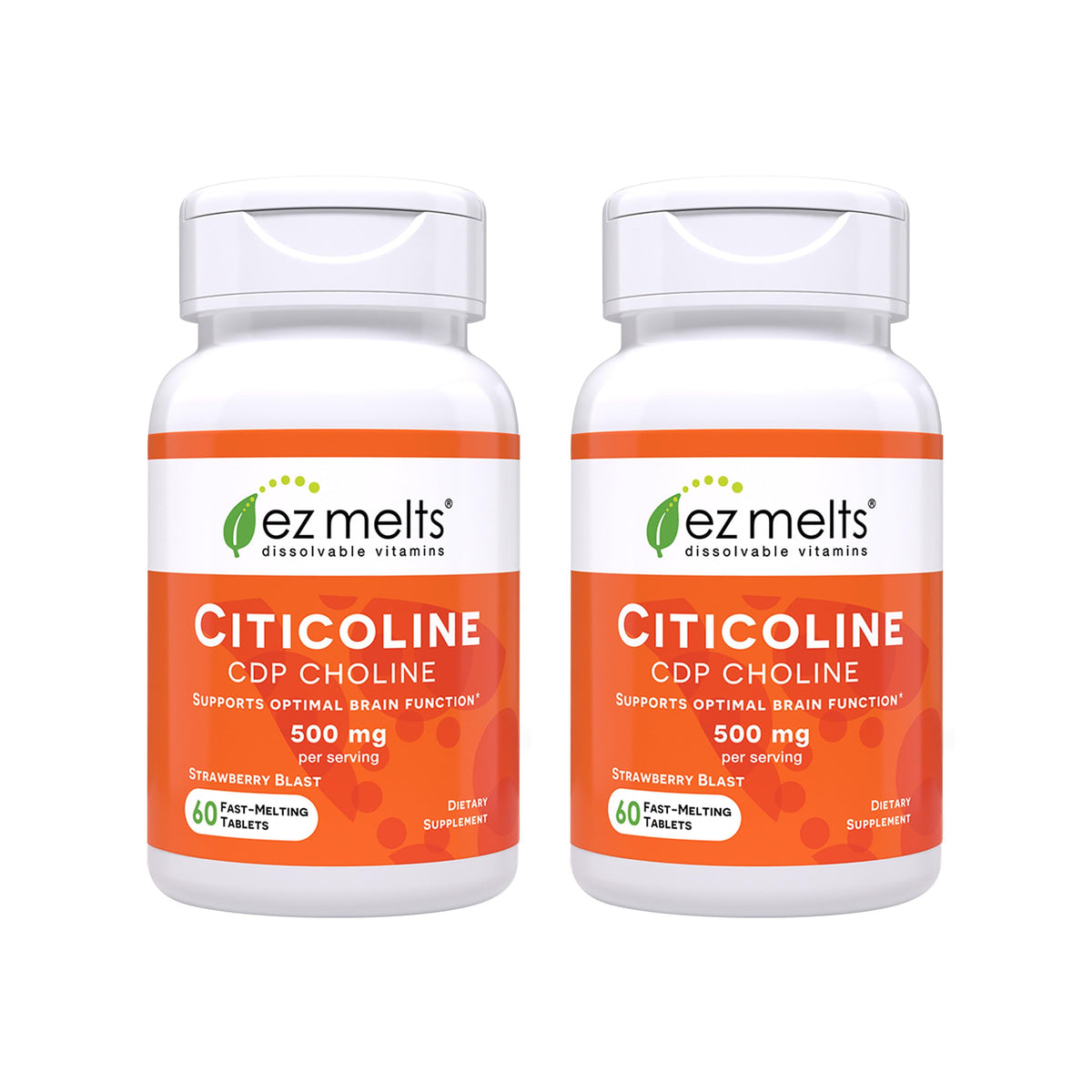 Front view of EZ Melts Citicoline 250 mg 2-pack box