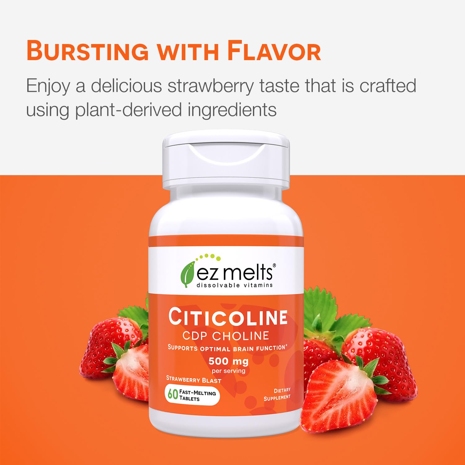 Sugar-free label for EZ Melts Citicoline 250 mg