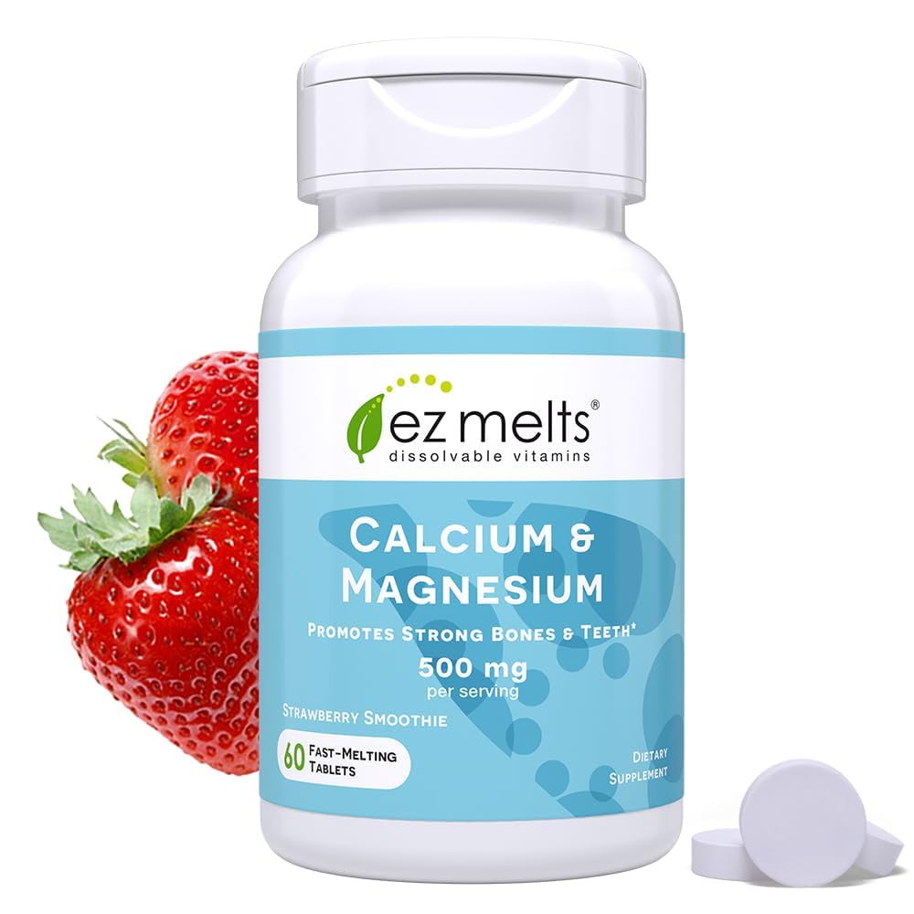 EZ Melts dissolvable calcium magnesium with vitamin D3 tablet on tongue