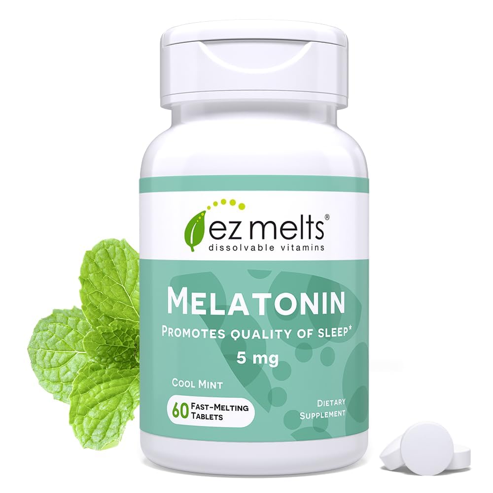 EZ Melts dissolvable melatonin 5 mg box with cool mint flavor, 1 pack