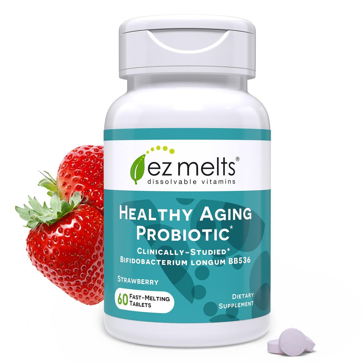EZ Melts strawberry-flavored dissolvable probiotic tablet