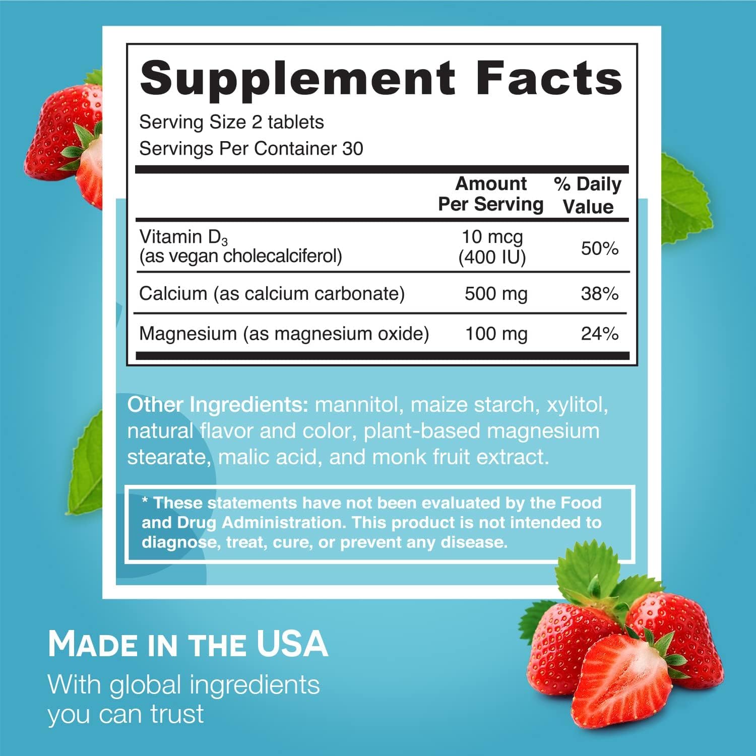 Dissolvable tablet placed on tongue