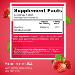 Strawberry-flavored vegan Vitamin A 5000 IU dissolvable tablet