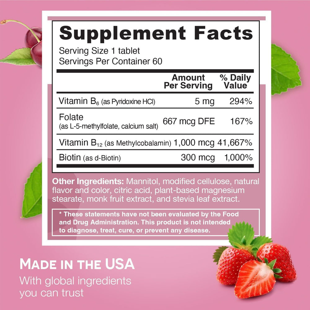 Cherry berry dissolvable memory and mood enhancer tablet