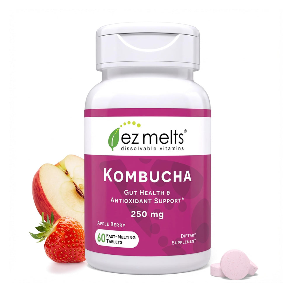 EZ Melts front packaging showing apple berry flavor and two-month supply benefit