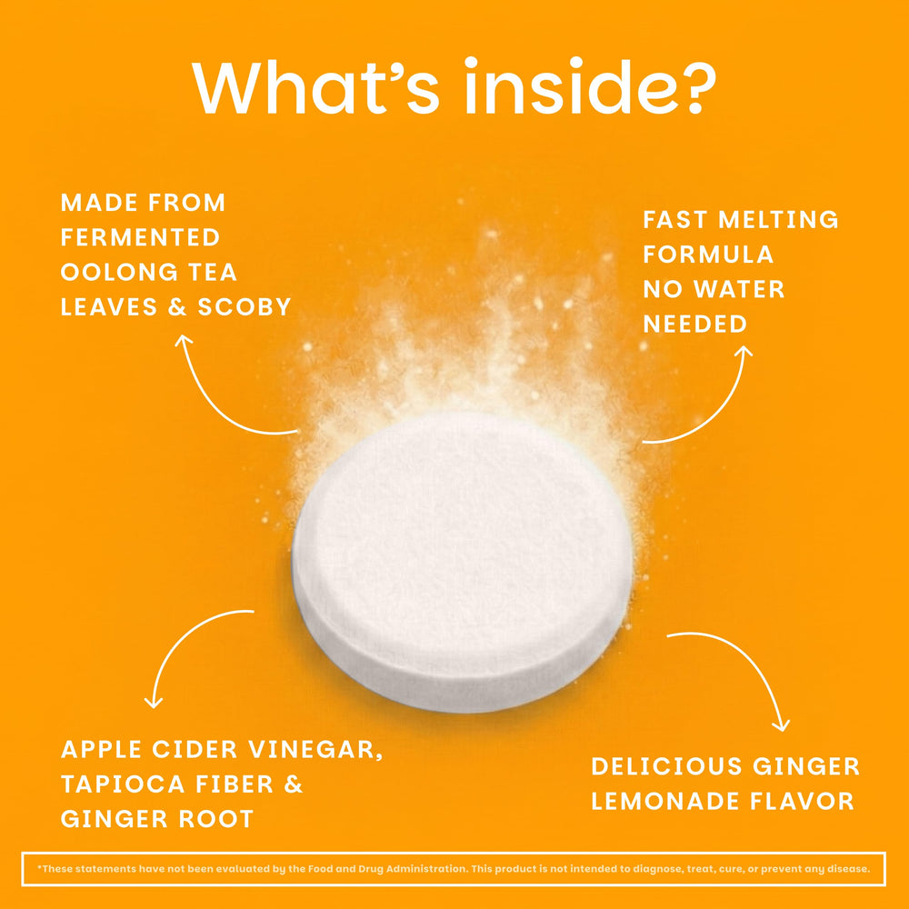 EZ Melts ingredients display with SCOBY and apple cider vinegar for transparency