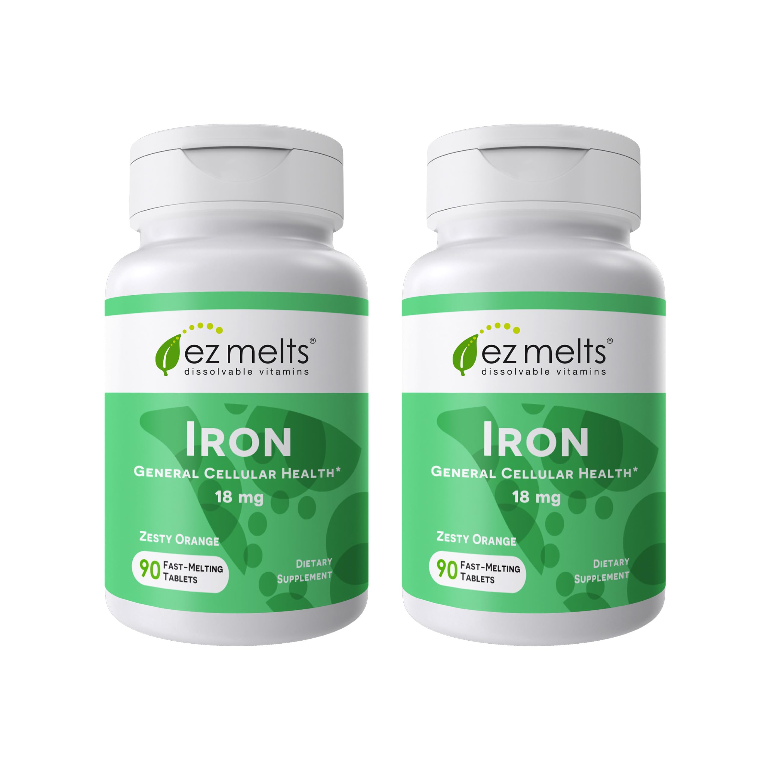 EZ Melts iron supplement bottle with 180-count, pack of 2