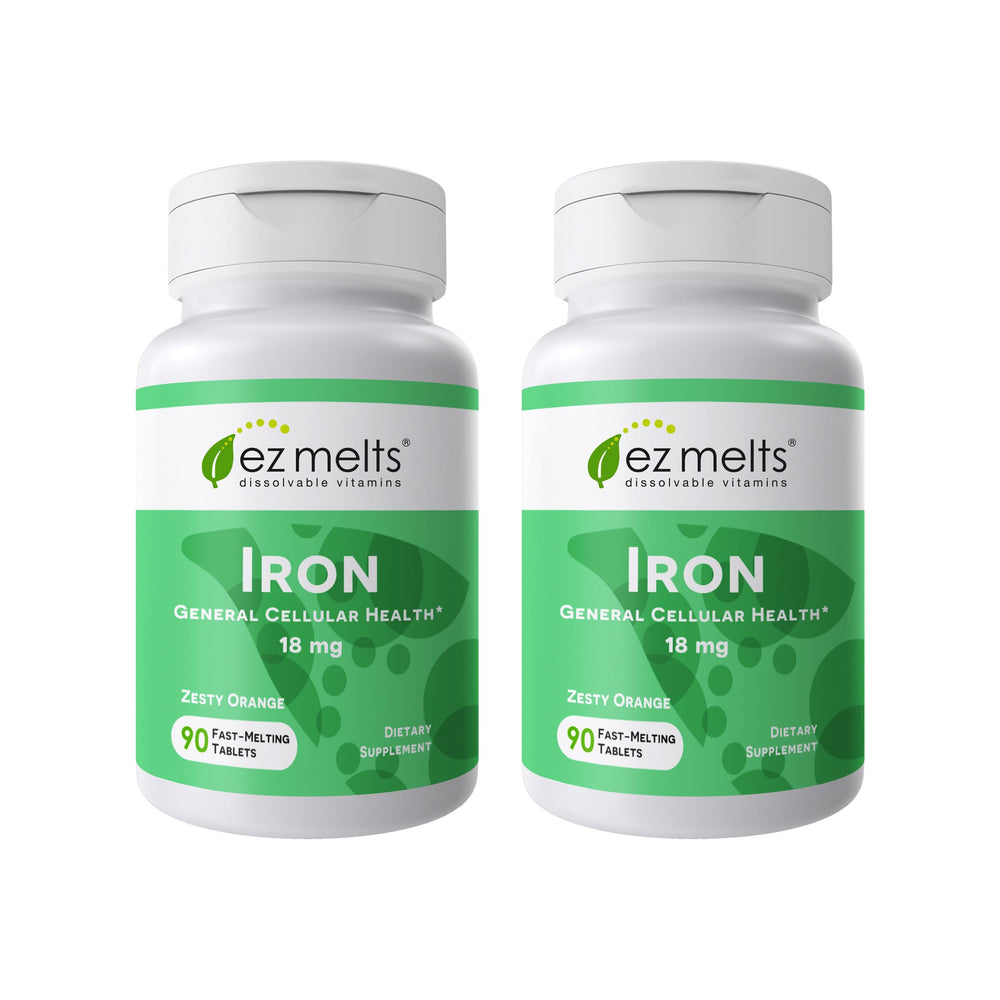 EZ Melts iron supplement bottle with 180-count, pack of 2