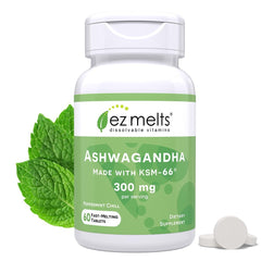 EZ Melts dissolvable KSM-66 Ashwagandha 300 mg peppermint chill tablet