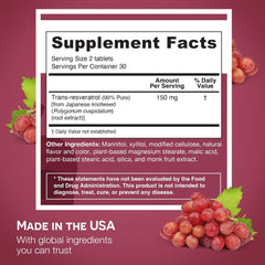 Dissolving resveratrol tablet on tongue with grape flavor