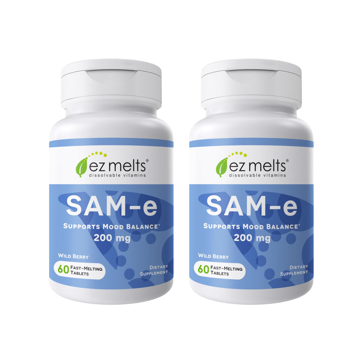 EZ Melts SAM-e 200 mg dissolvable tablet bottle — 2 pack (hero image)