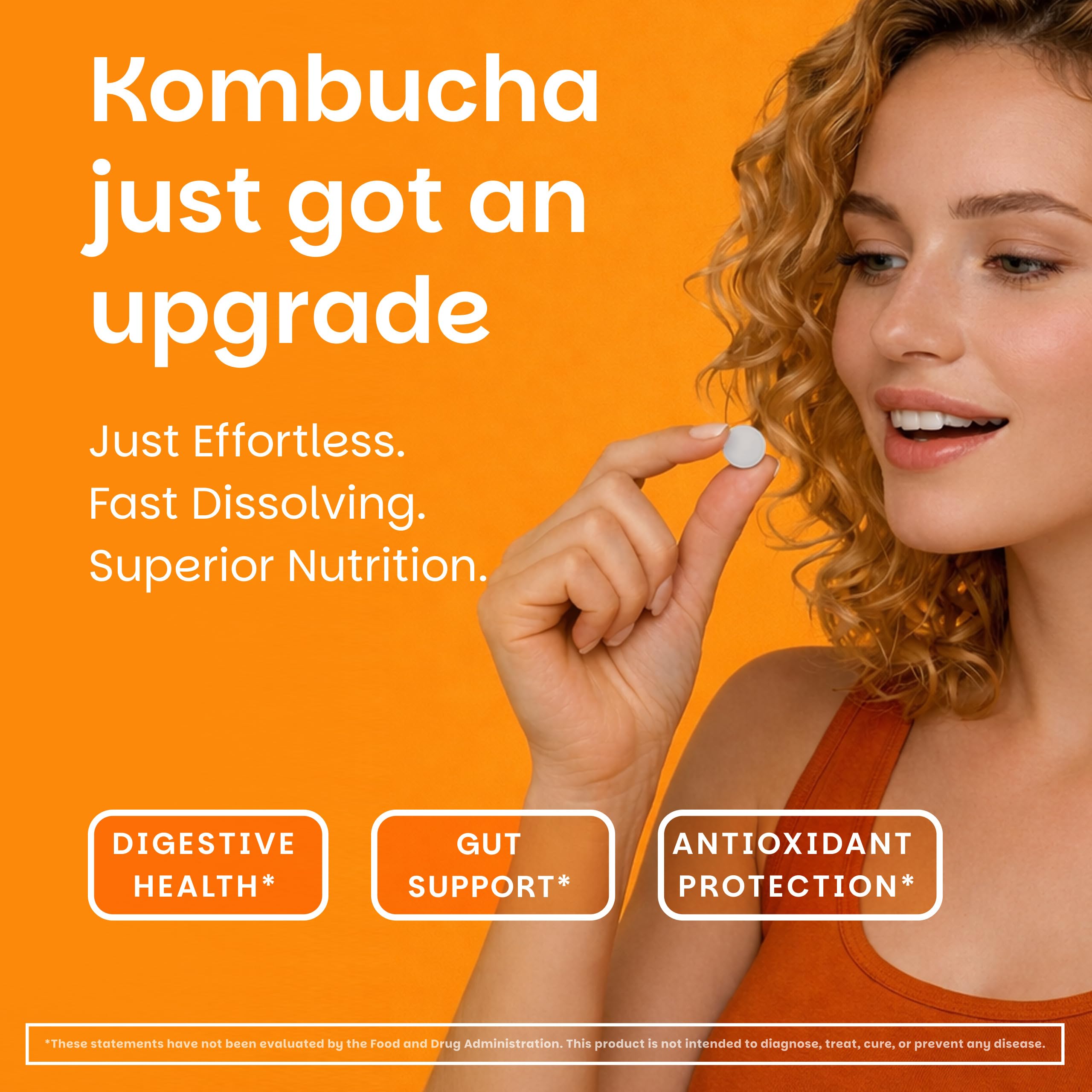 EZ Melts tablet dissolving in mouth illustrating convenient on-the-go benefit