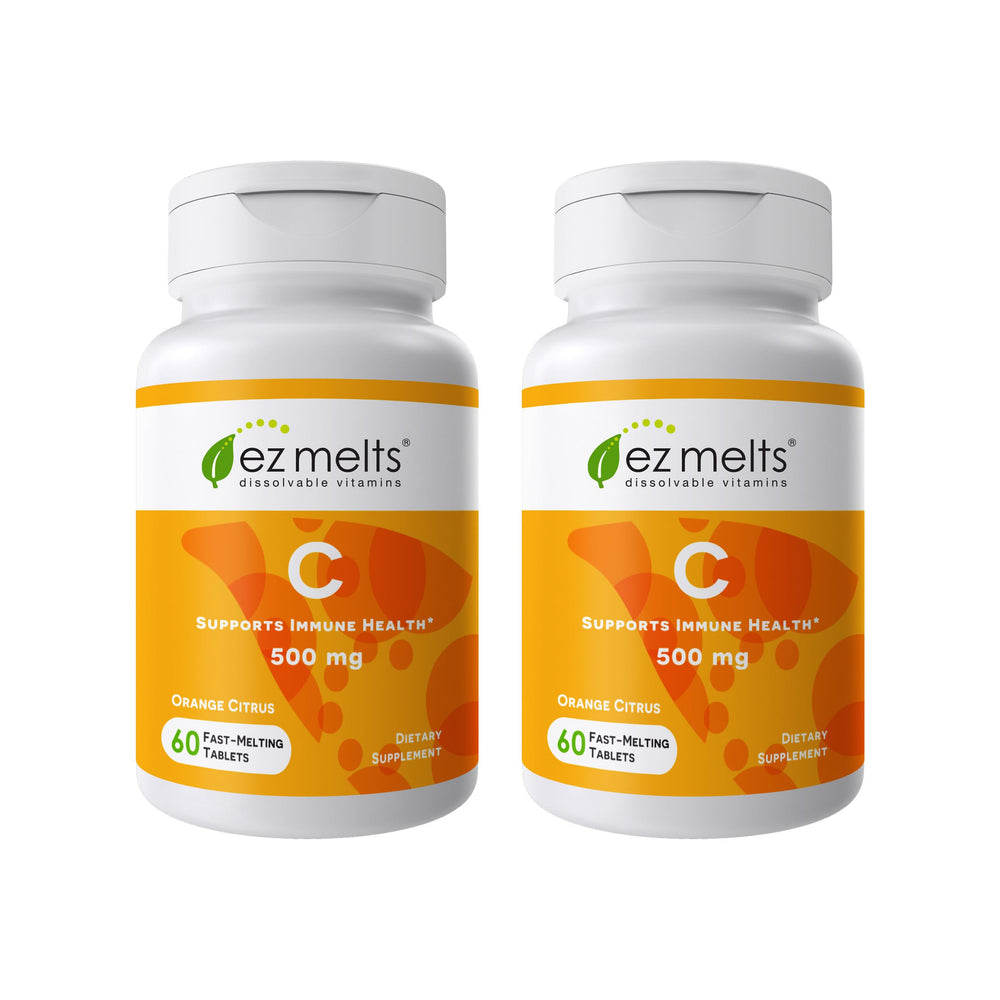 Front view of EZ Melts Vitamin C 500 mg 2-pack box
