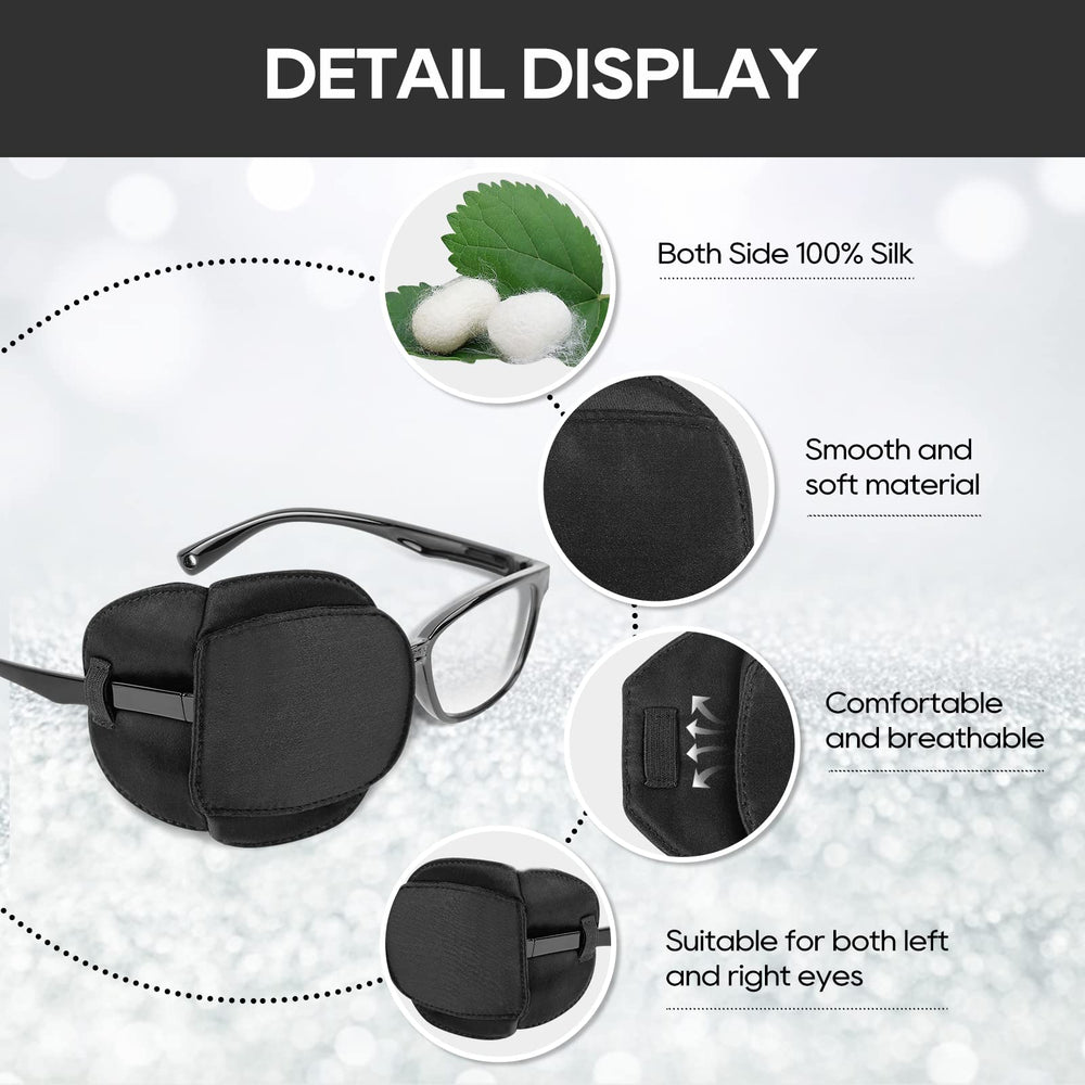 eZAKKA eye patch placed on glasses for left eye