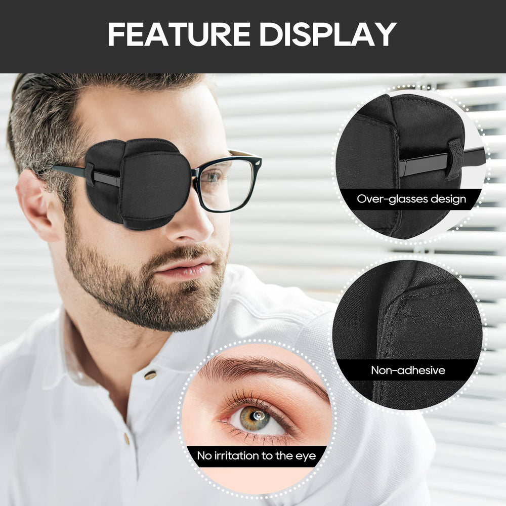Size of eye patch: 9 by 7 cm for glasses up to 1.6 inches