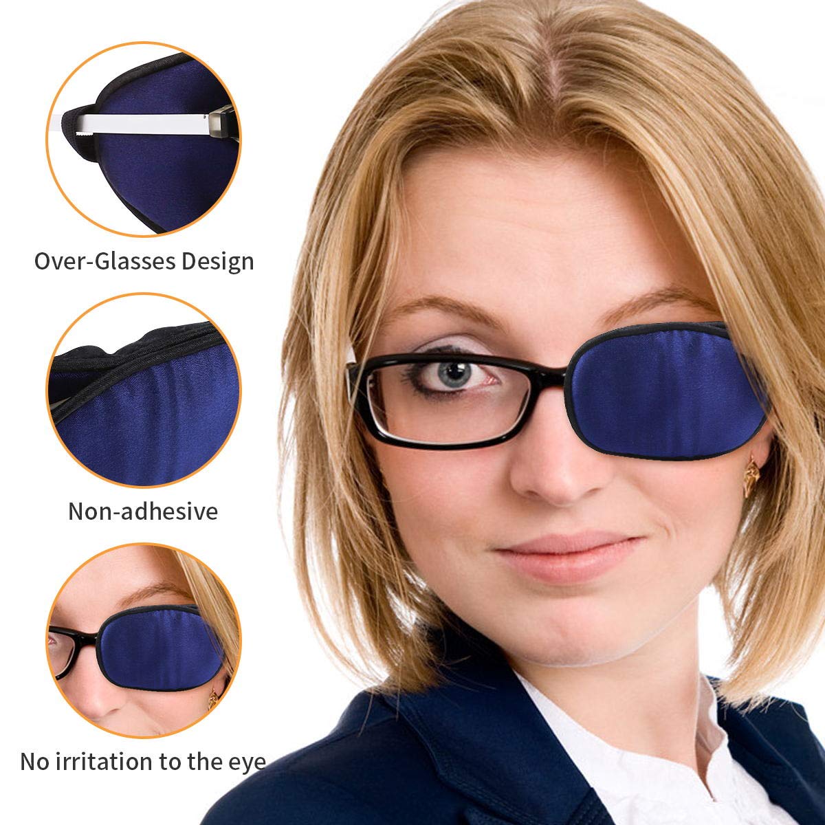 Non-adhesive over-glasses eye patch for adults