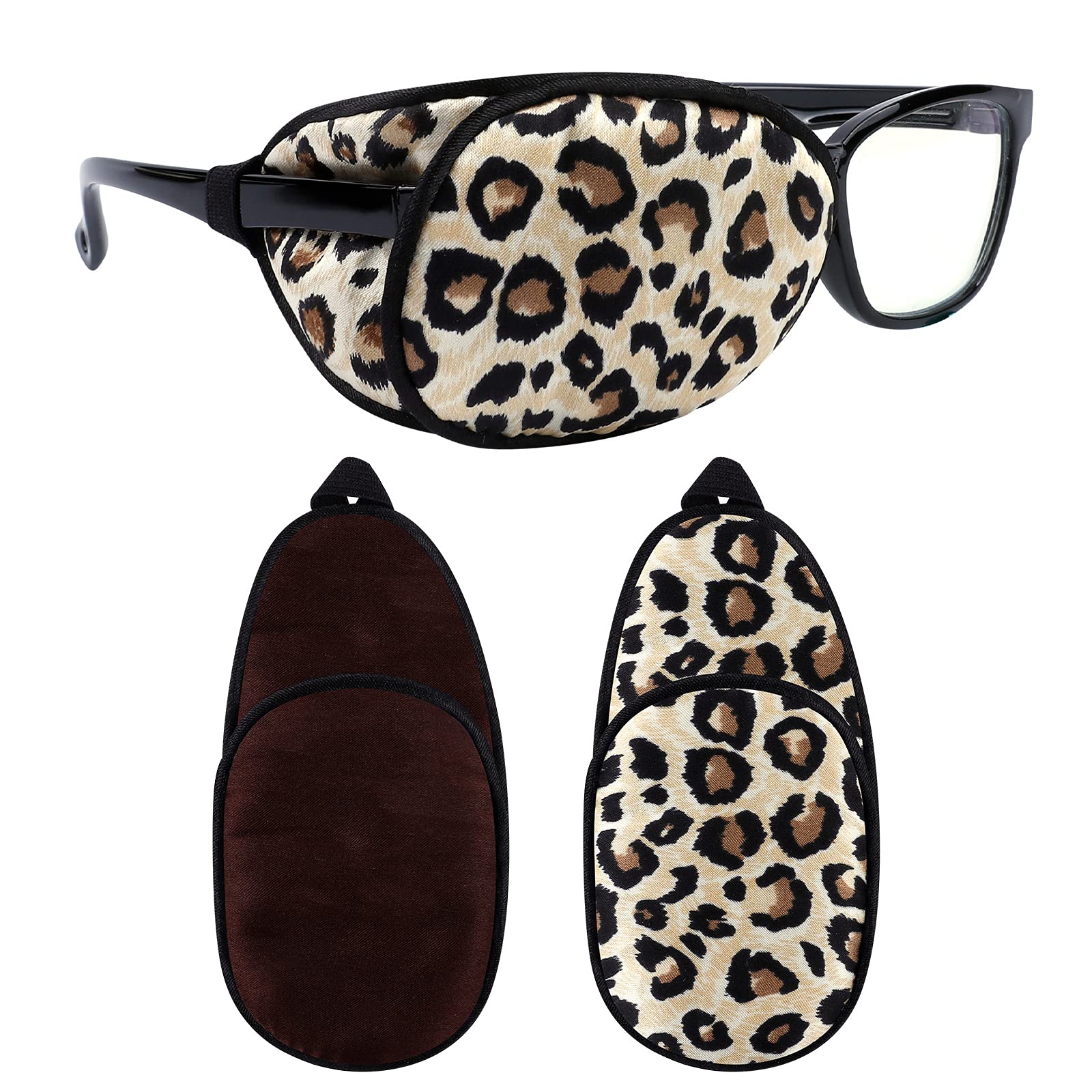 eZAKKA adult eye patch in brown leopard silk