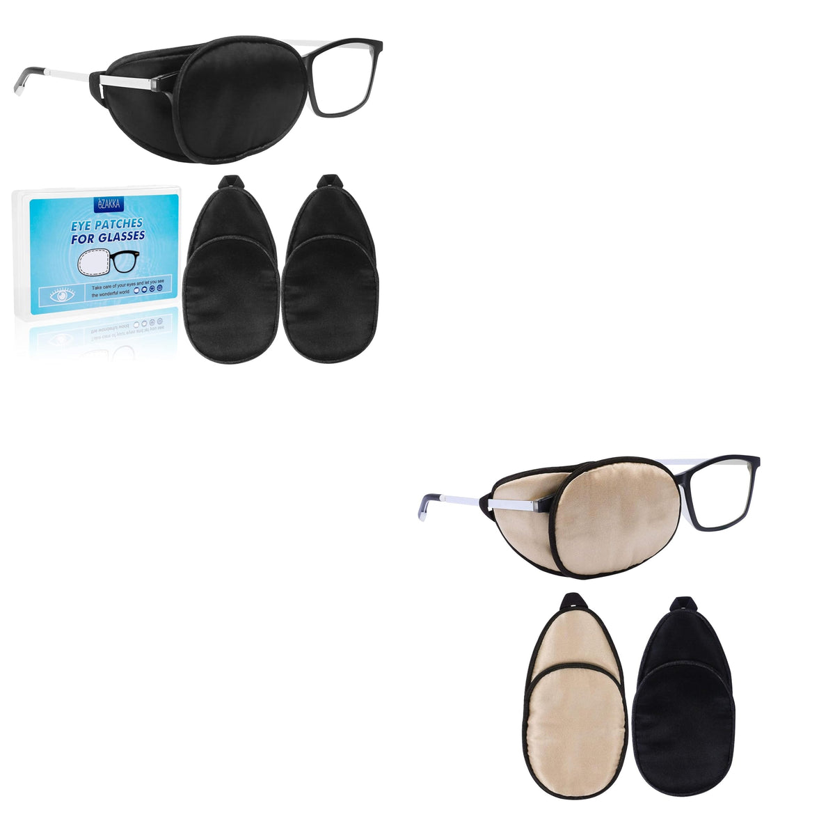 Front view of eZAKKA 2+2 black-black eye patch