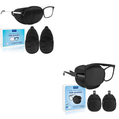 eZAKKA 2+2 pack eye patches on glasses, Black, X-Large