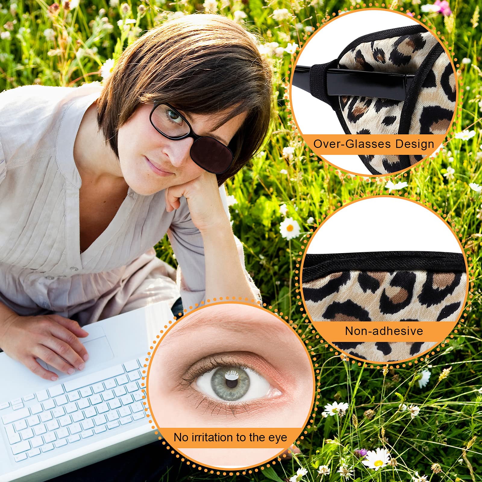 Glasses-friendly non-adhesive eye patch for left or right eye