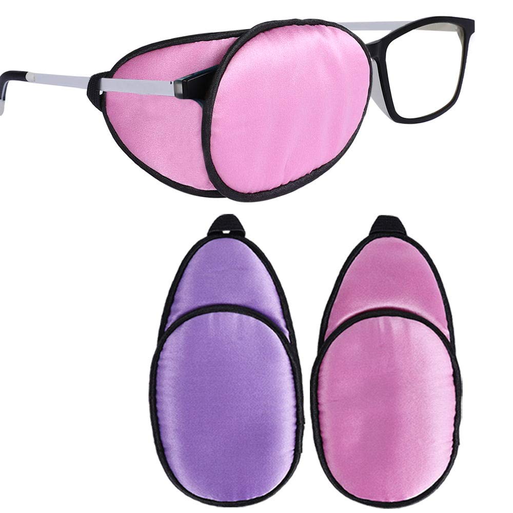 eZAKKA Silk Eye Patch for glasses in purple and pink (over-glasses design)