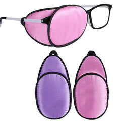 eZAKKA Silk Eye Patch for glasses in purple and pink (over-glasses design)