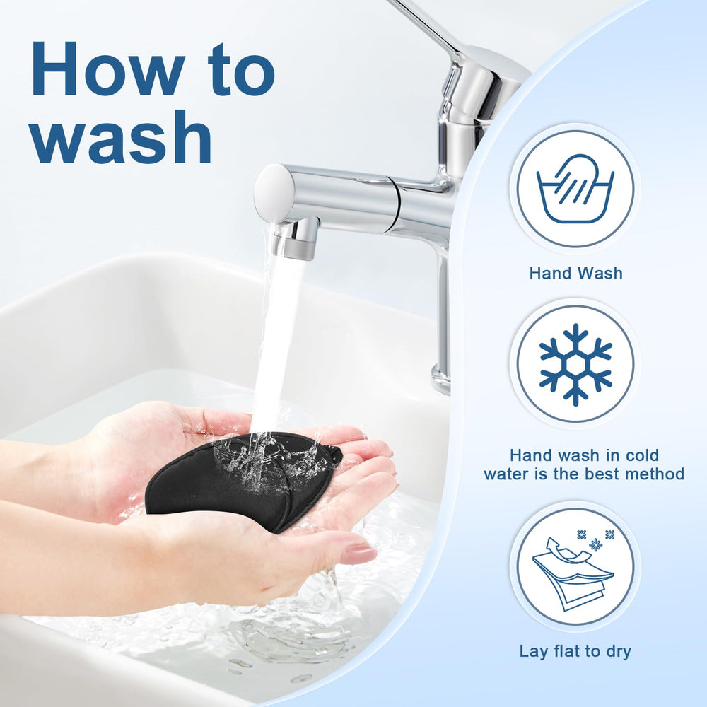 Eye patch being hand-washed to show washable feature