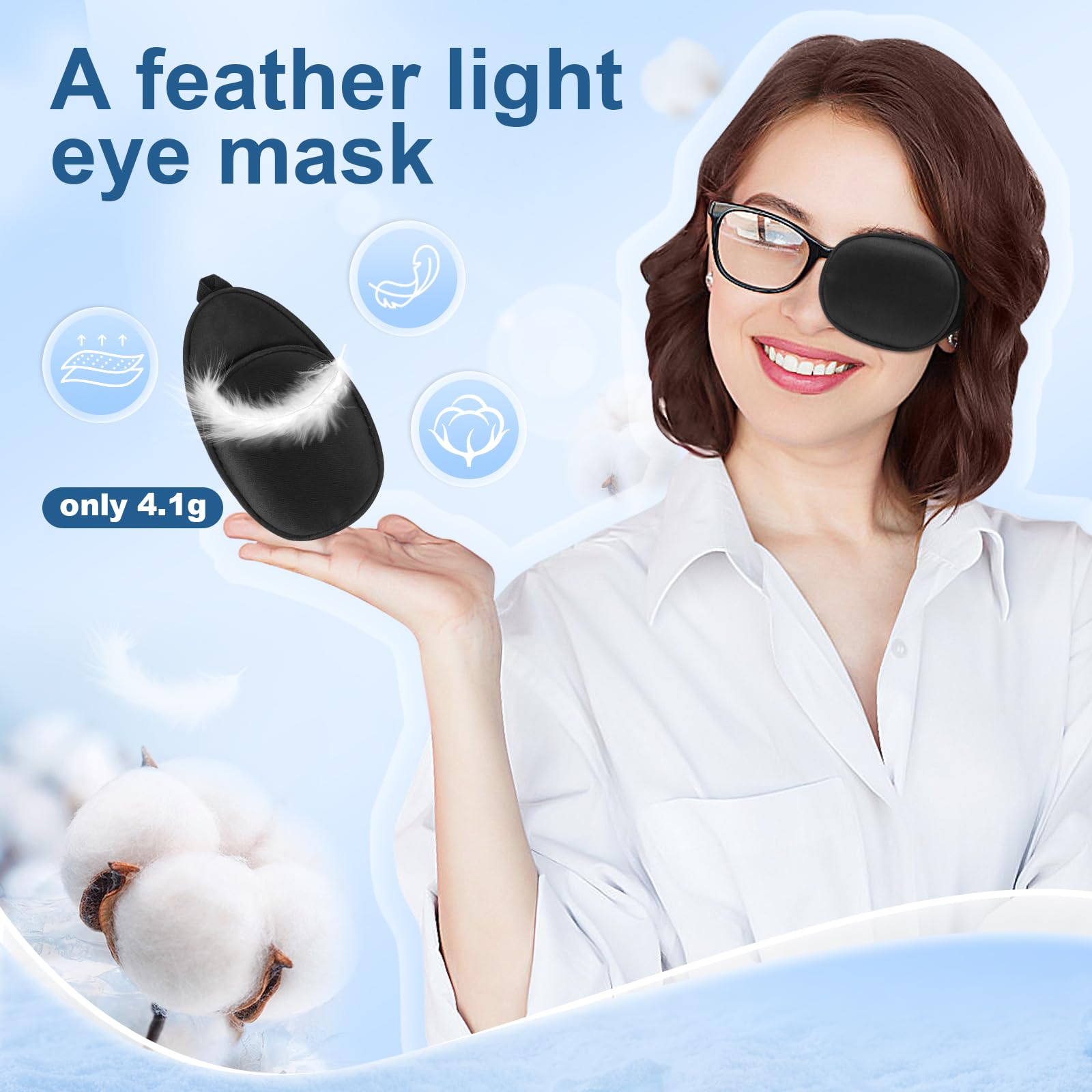 Flat lay of eye patch showing 10 x 6 cm dimensions
