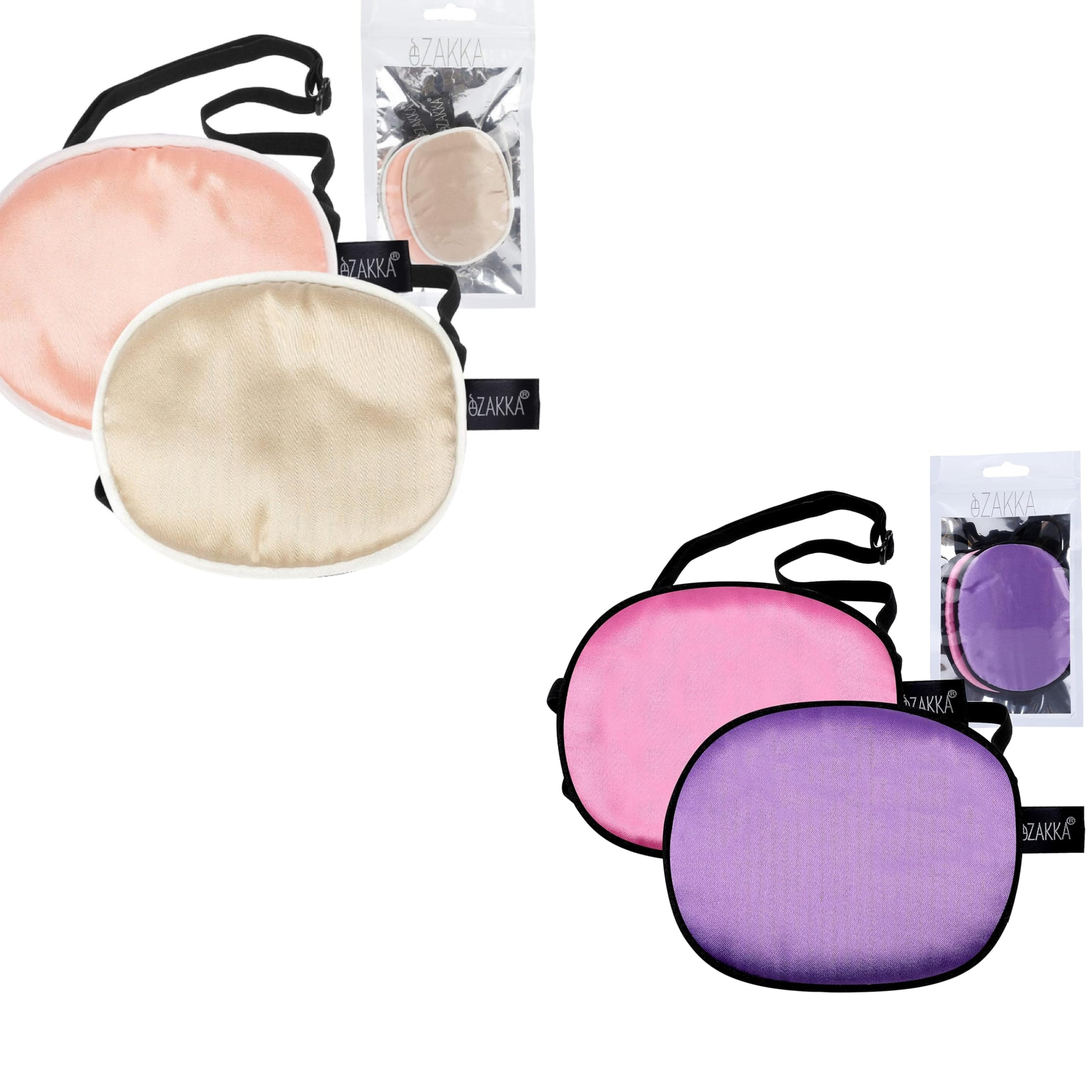 eZAKKA Silk Eye Patches set for adults and kids - brown and orange (M size)