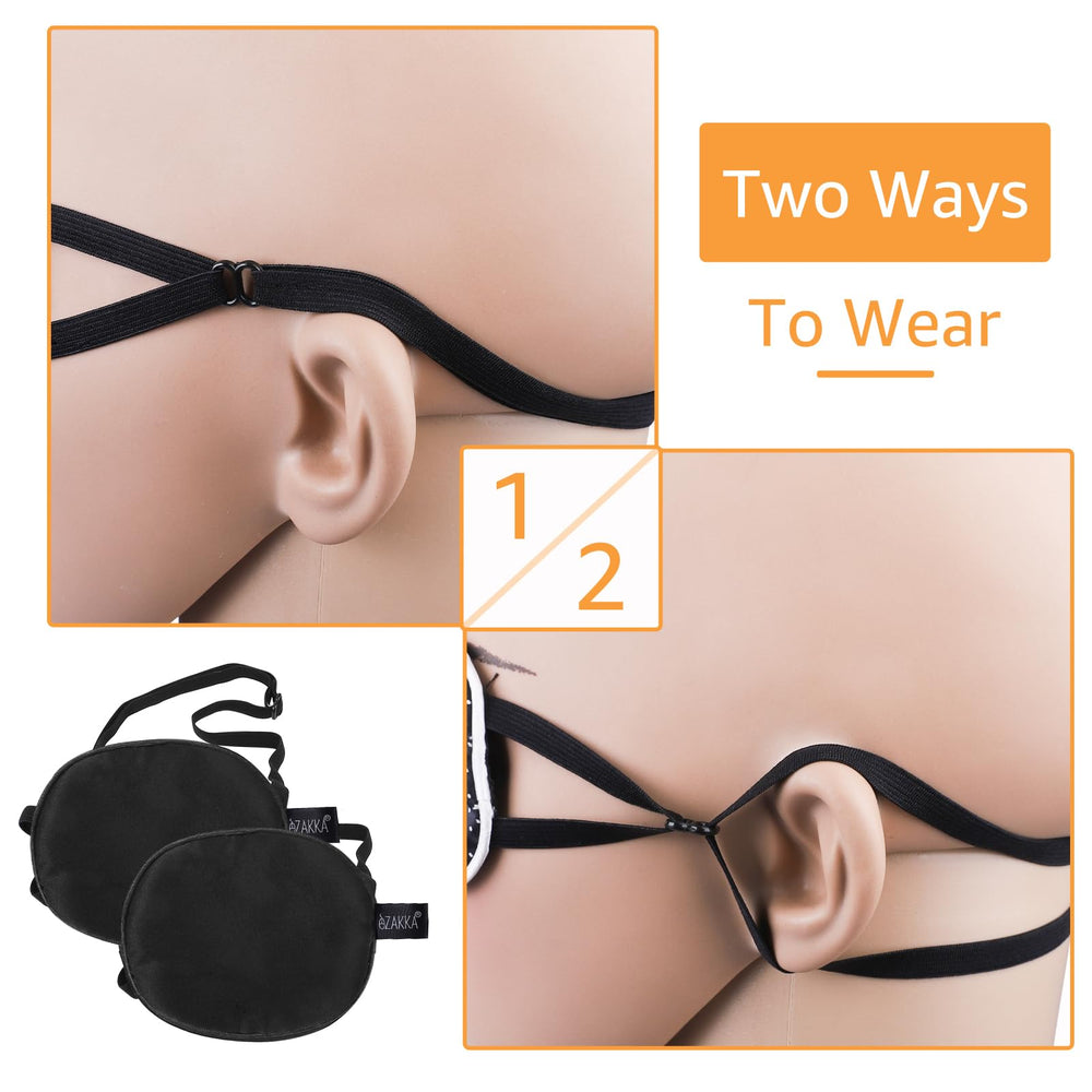 Side view of eZAKKA L size black silk eye patch