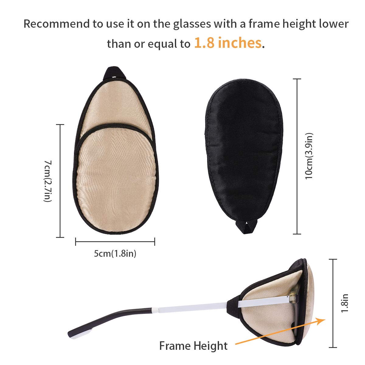 Patch worn on glasses showing coverage and fit
