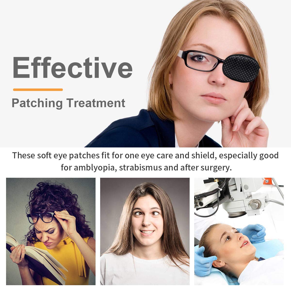 Blue star pattern on black polka dots eye patch for lazy eye therapy