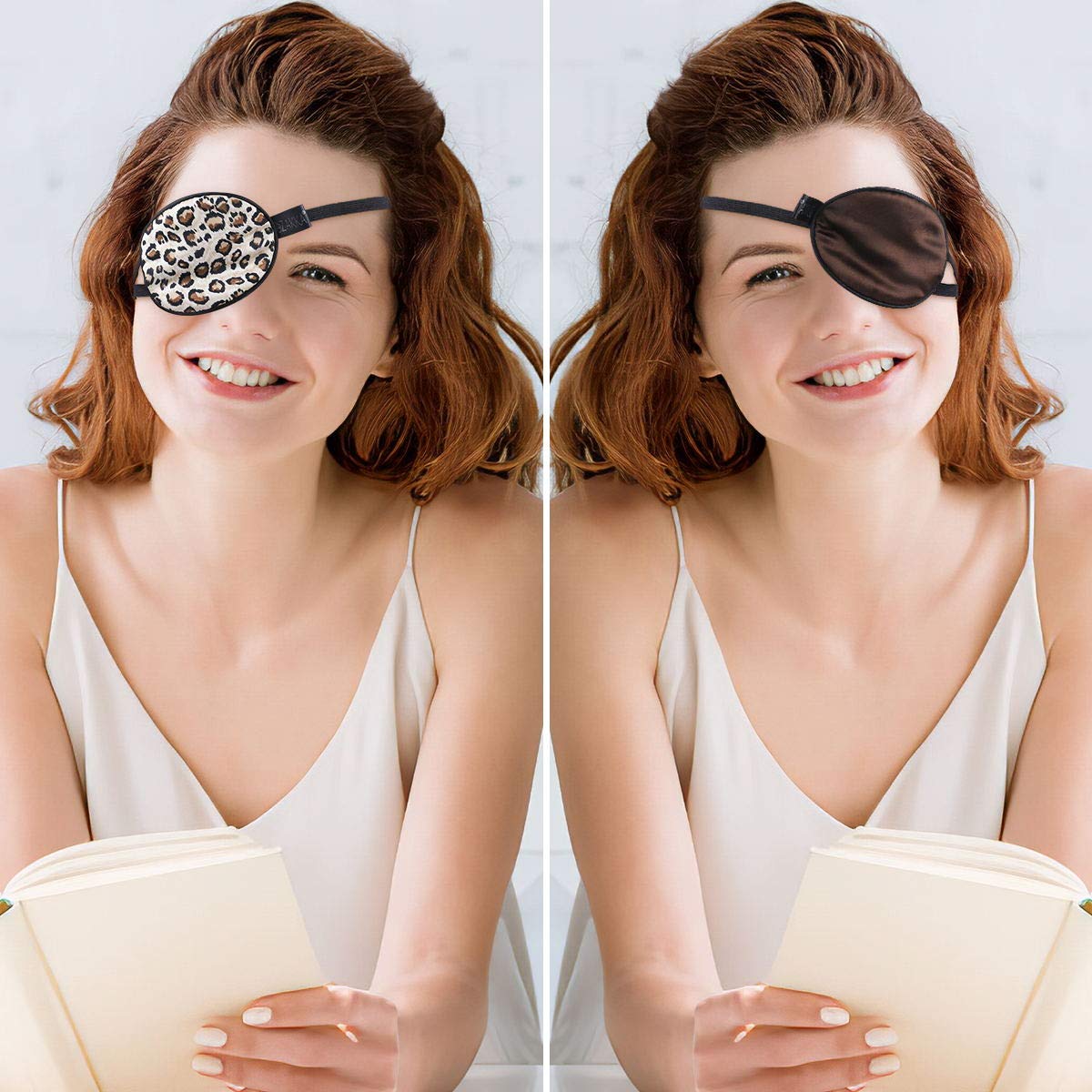 eZAKKA Silk Eye Patch Black Star Navy – right eye, 8.5x7.5 cm