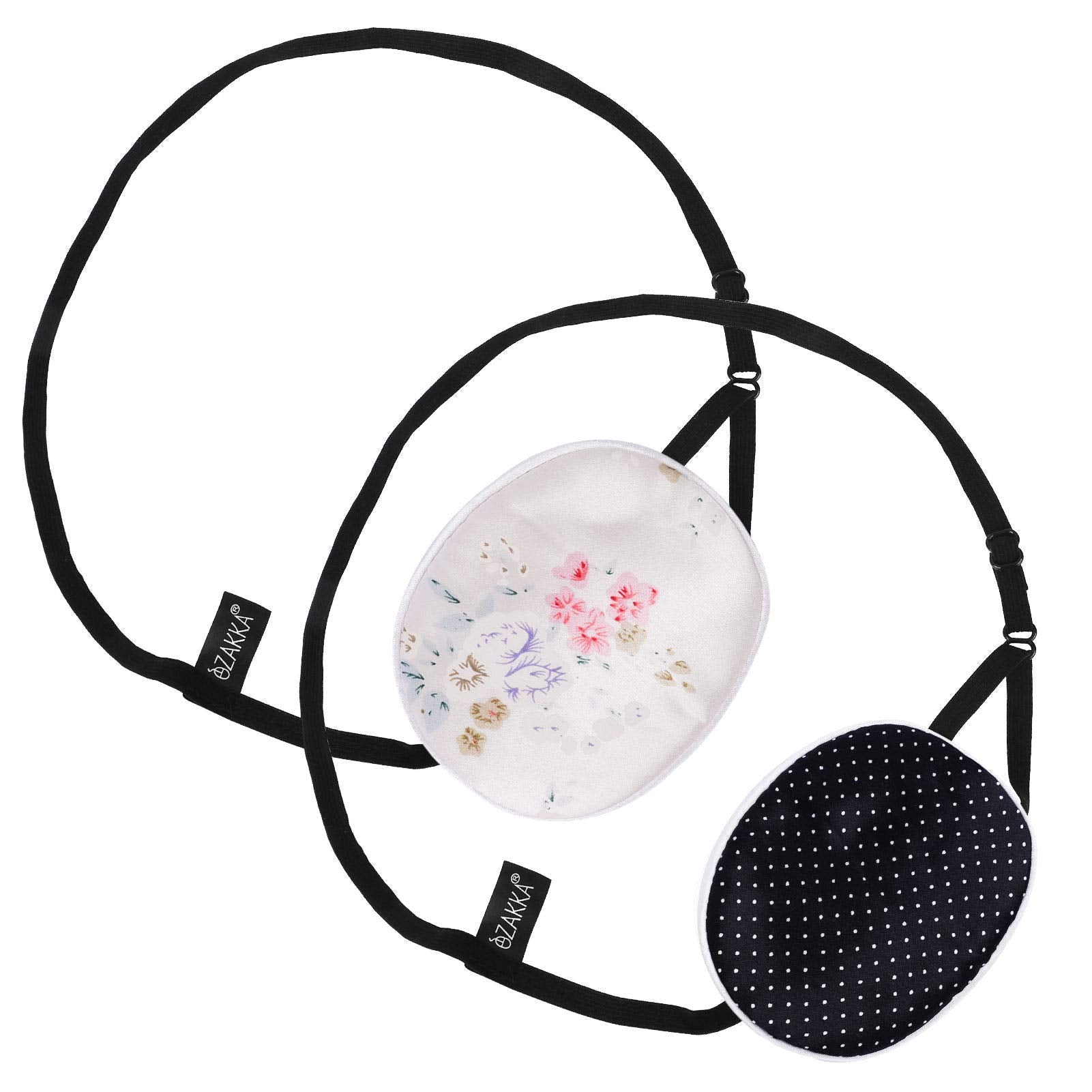 Two patches in floral and black polka dot colors