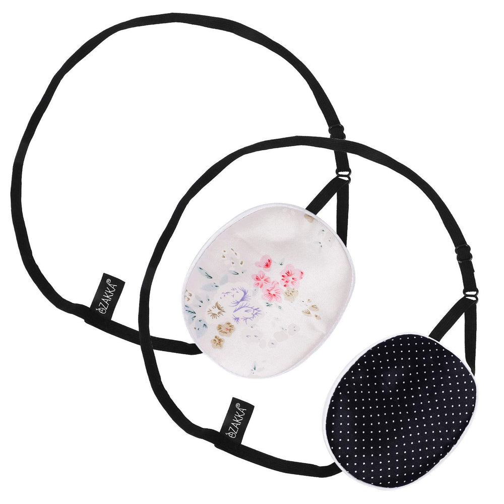 Two patches in floral and black polka dot colors