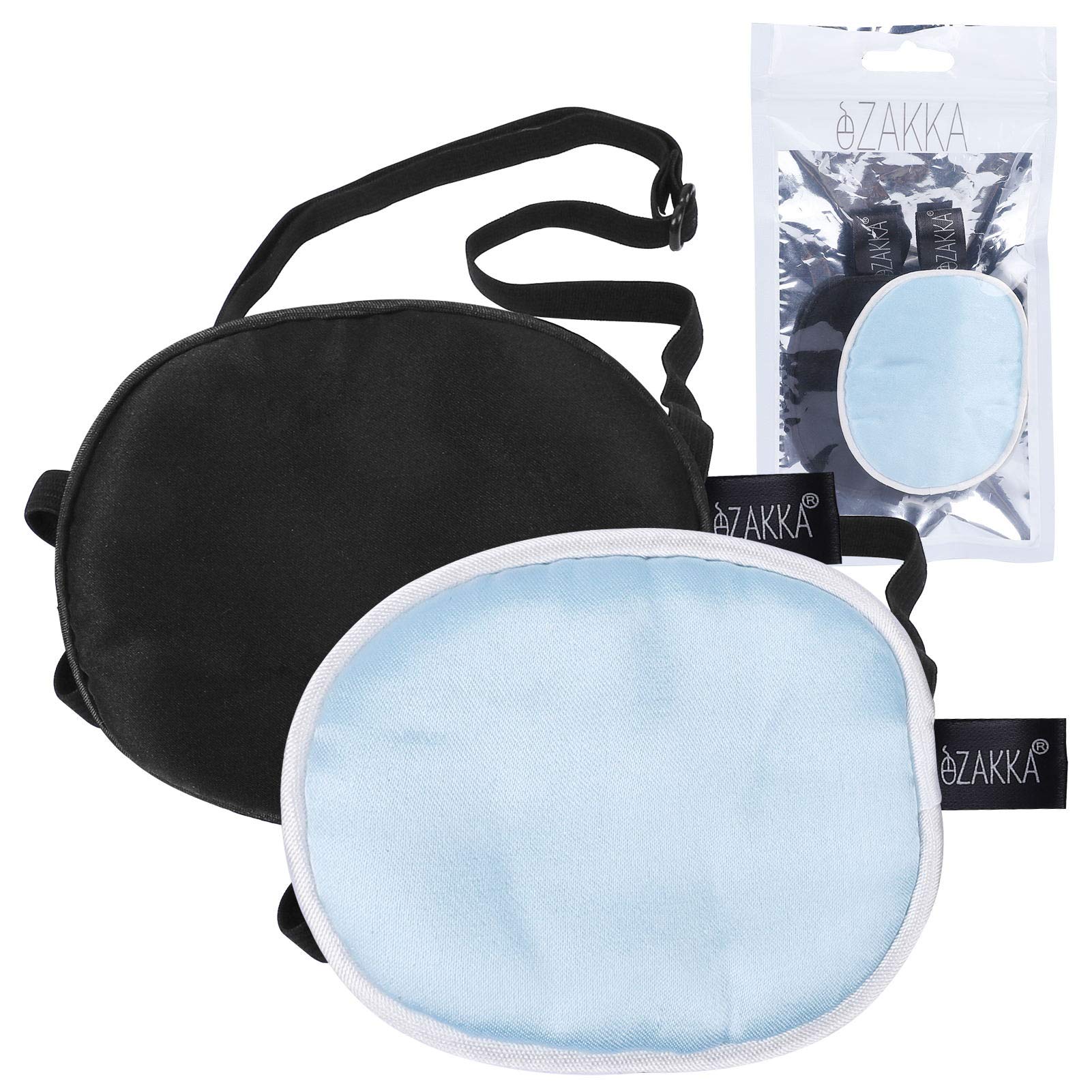 Blue silk eye patch with adjustable elastic strap