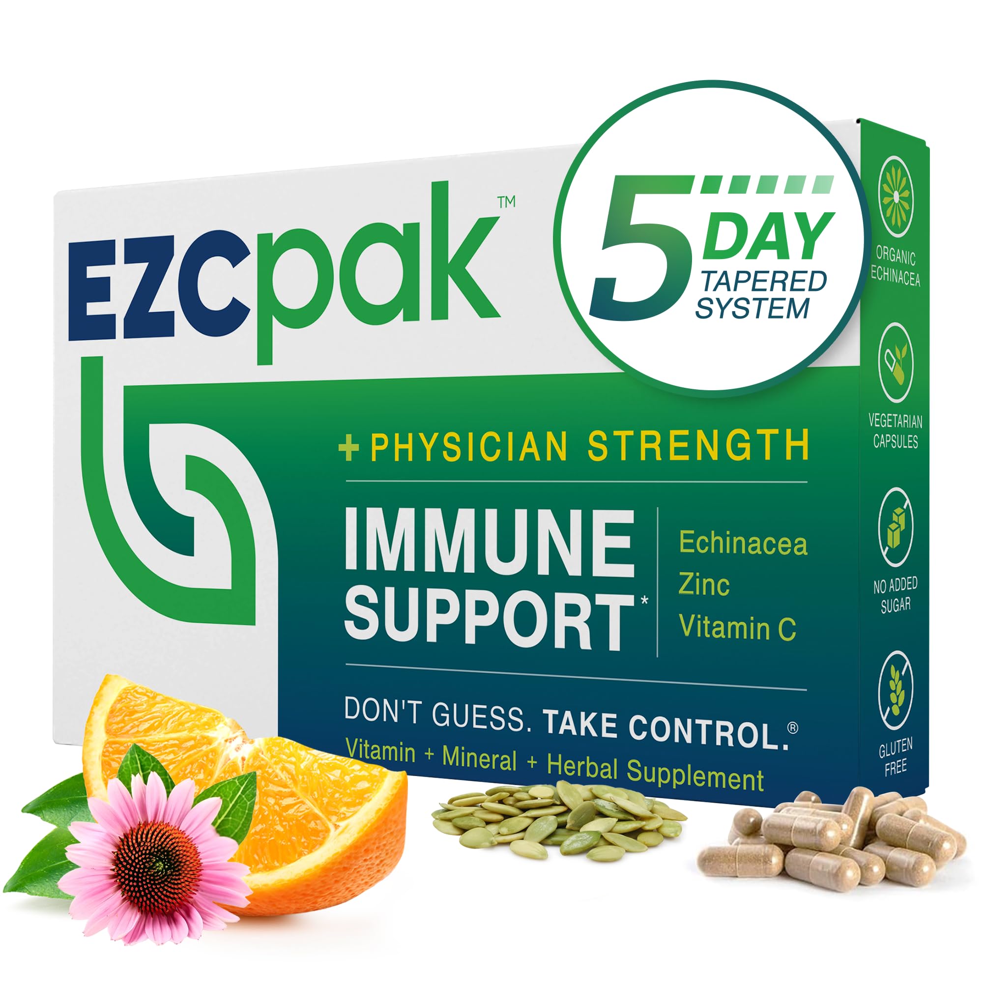 EZC Pak 5-Day Tapered Immune Support Booster bottle front view